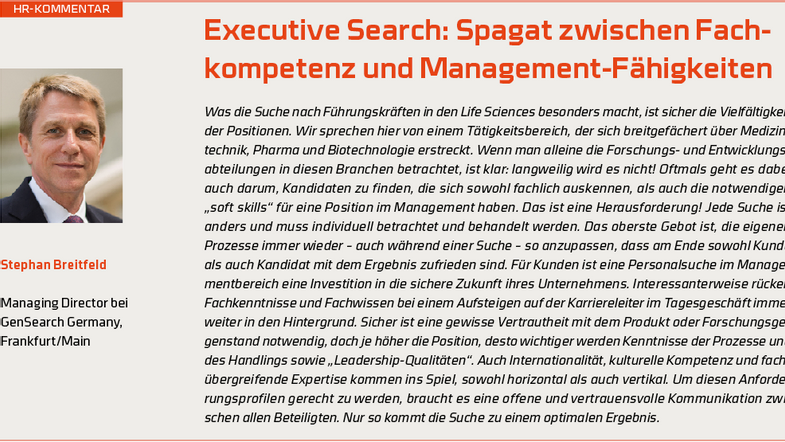 Executive Search in Life Sciences - balancing industry knowledge and management skills